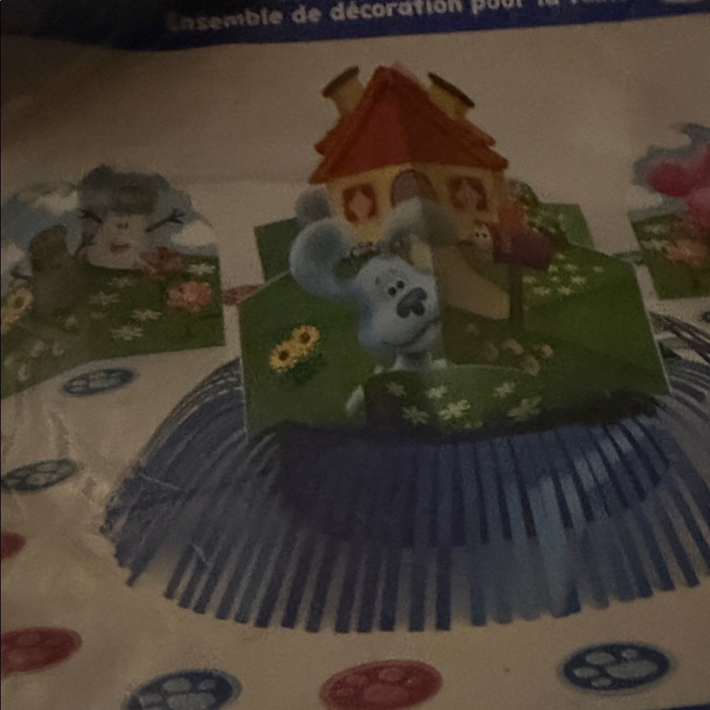 Blue and Green Party Centerpiece with Cartoon Theme